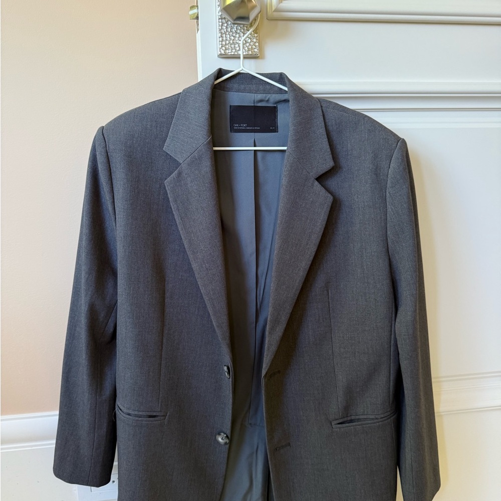 OAK + FORT Gray Sport Coat with Notched Lapel